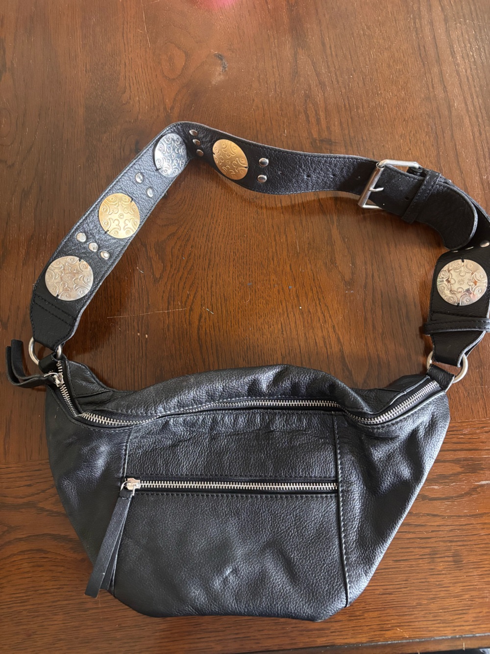 Free People Sling Bag with gold and silver embellished strap
